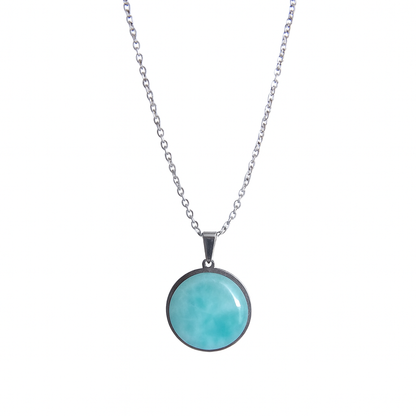 SAYA Larimar Pendentif Déclaration Collier Argent