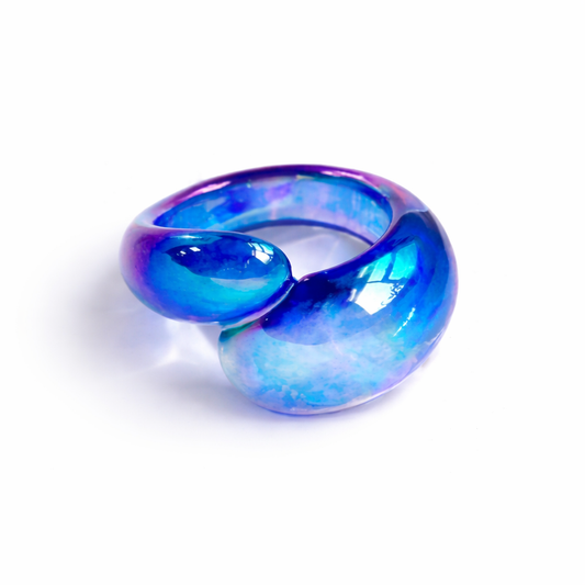 HOLO Iridescent Resin Ring Blue