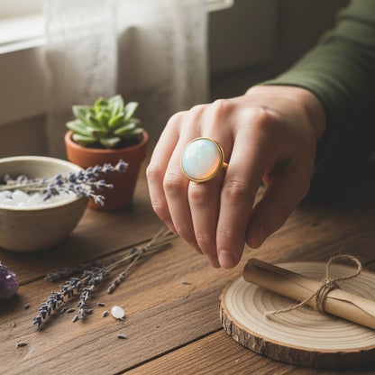 AYA Opalite Statement Ring Gold