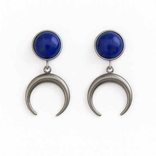 Boucles d'oreilles ANUK Lapis Lazuli Stud Croissant de Lune Argent