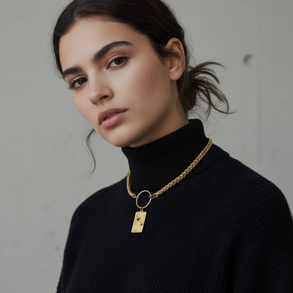 SUNSCAPE Sun O Ring Wheat Chain Choker Necklace Gold