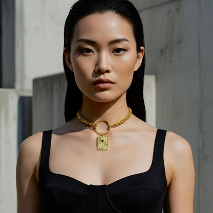 SUNSCAPE Sun O Ring Wheat Chain Choker Necklace Gold