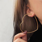 Load image into Gallery viewer, RIANA Heart Shaped Hoop Earrings - Gold
