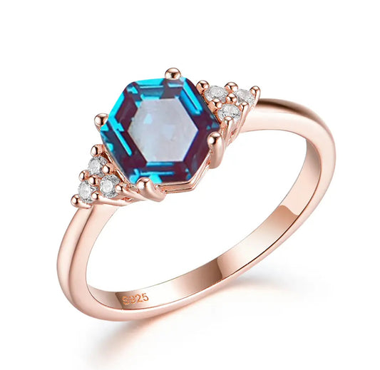 DIVYA Lab Grown Alexandrite Ring - Rose Gold