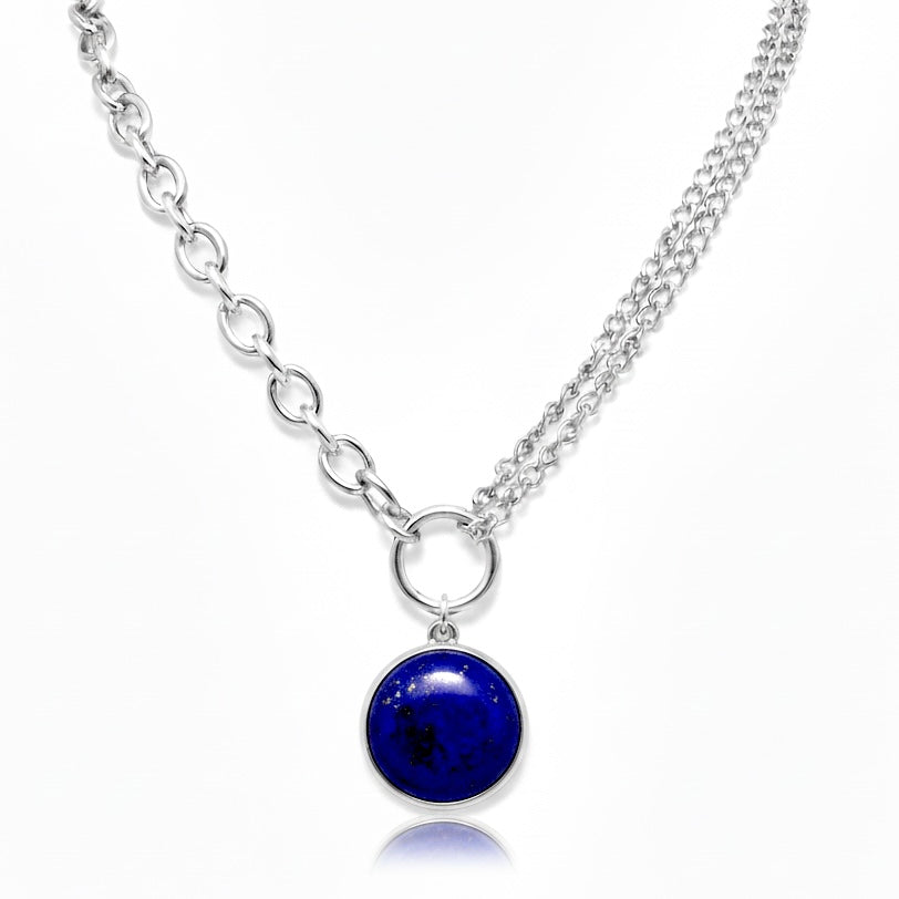 EQUINOX Lapis Lazuli O Ring Chain Choker Necklace