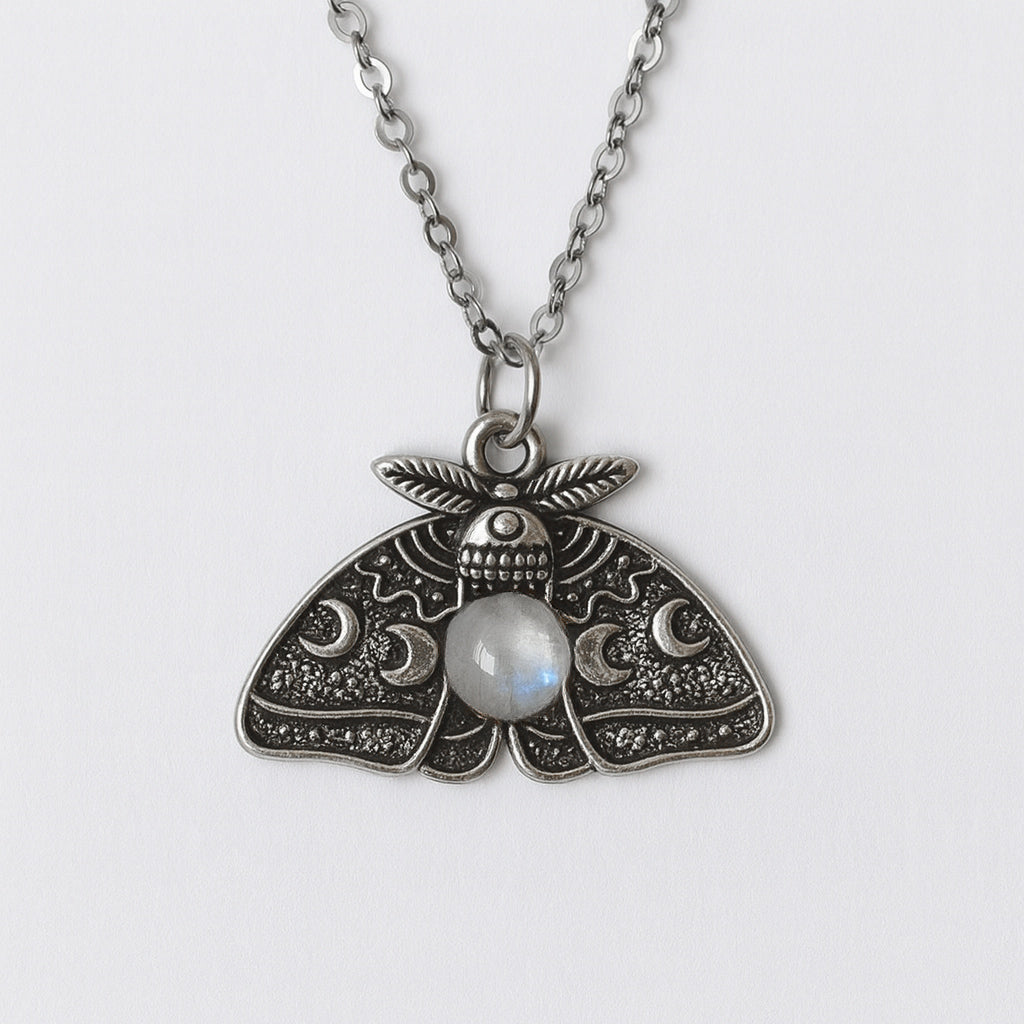MOON MOTH Custom Gemstone Pendant Necklace Silver