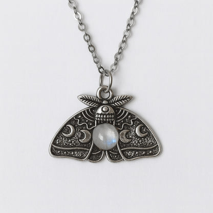 MOON MOTH Custom Gemstone Pendant Necklace Silver