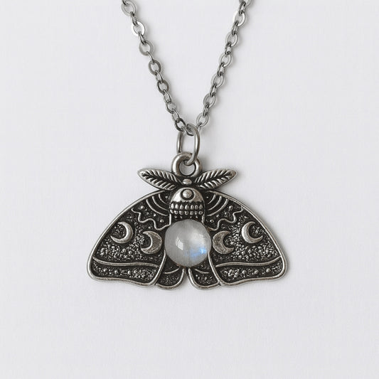MOON MOTH Custom Gemstone Pendant Necklace Silver