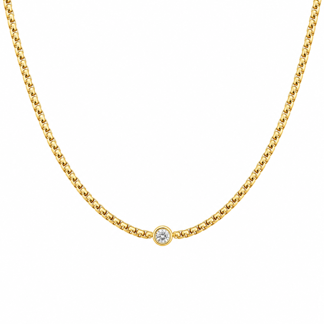 SOLEIA Cubic Zirconia Dainty Necklace Chain Gold
