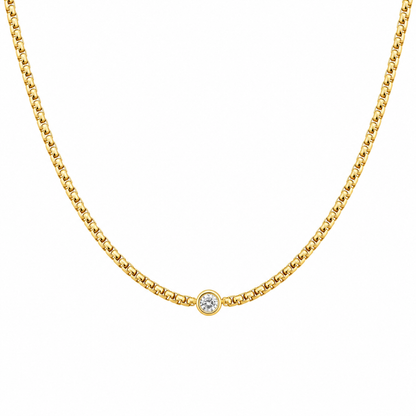 SOLEIA Cubic Zirconia Dainty Necklace Chain Gold