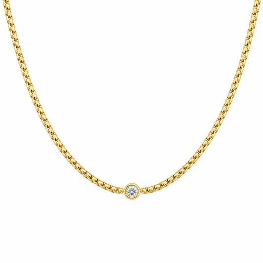 SOLEIA Cubic Zirconia Dainty Necklace Chain Gold