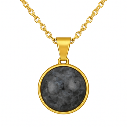 SAYA Collier Pendentif Larvikite Or