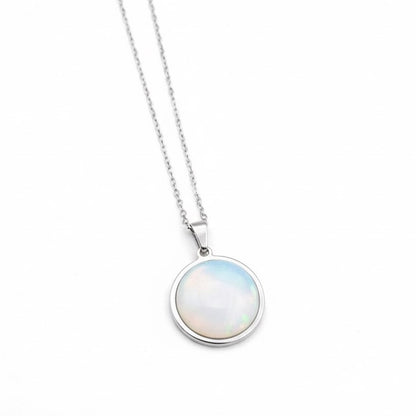 SAYA Opalite Statement Pendant Necklace Silver