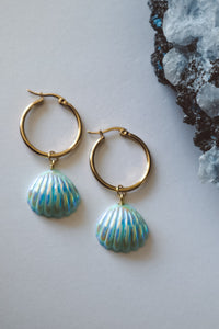 Seashell Aura Earrings  - Blue / Gold