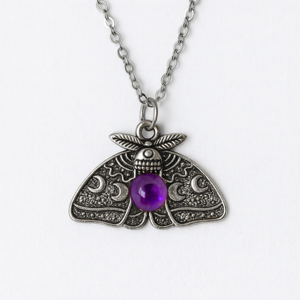 MOON MOTH Custom Gemstone Pendant Necklace Silver