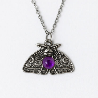 MOON MOTH Custom Gemstone Pendant Necklace Silver