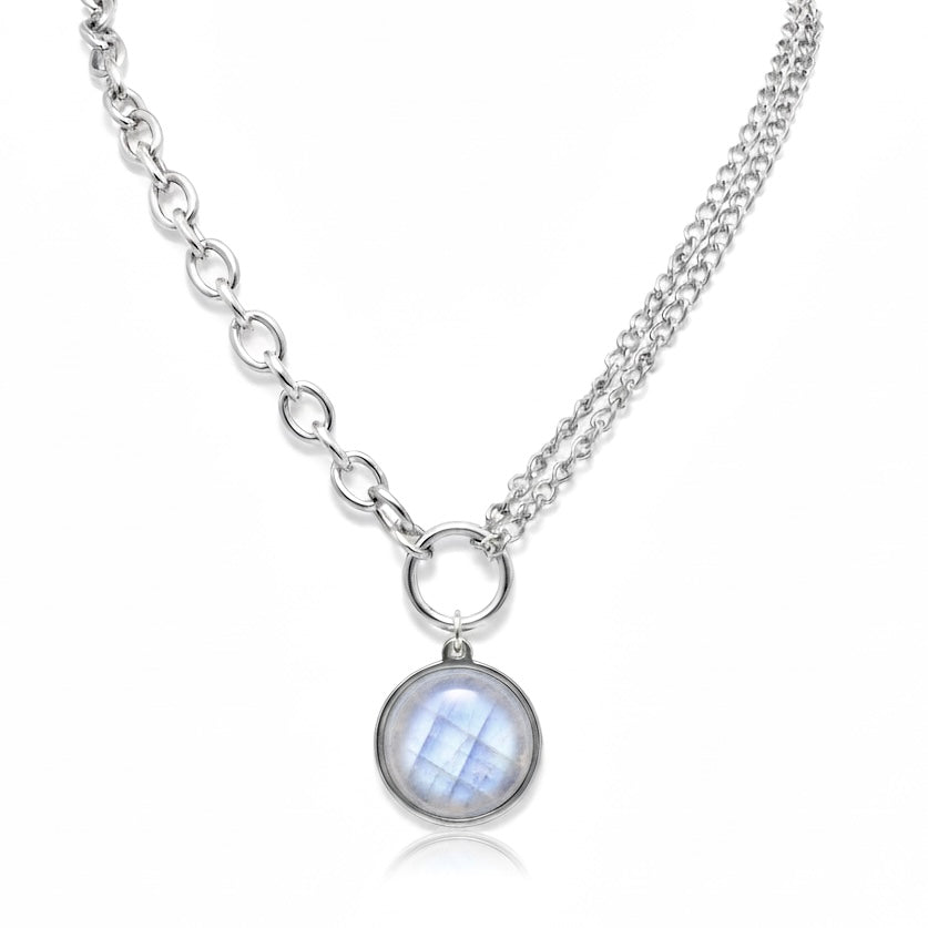 EQUINOX Rainbow Moonstone O Ring Chain Choker Necklace