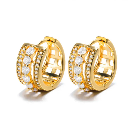 GINA Dainty Zircon Hoop Earrings Gold