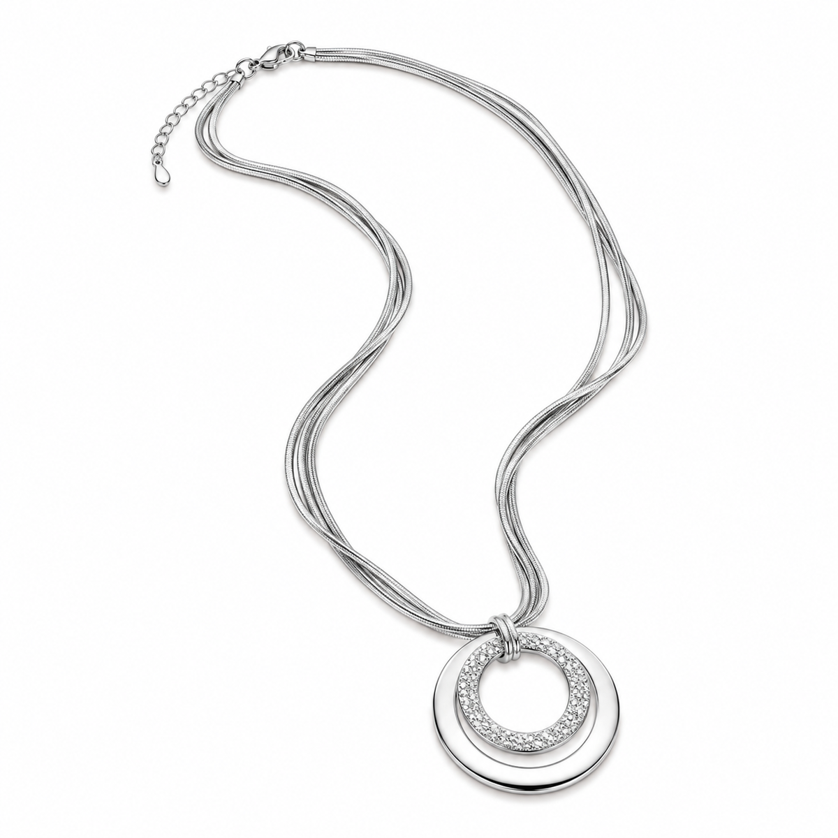 ORBIT Circle Pendant Necklace 925 Silver