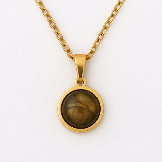 UBUD Green Labradorite Pendant Necklace Gold