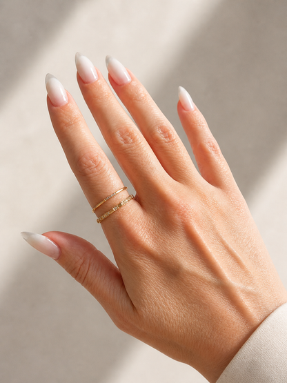 SOLENNE Micro Cubic Zirconia Stackable Ring Set Gold