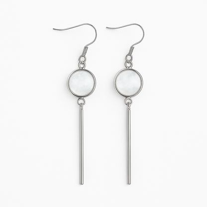 KALA Rainbow Moonstone Dangling Earrings Silver