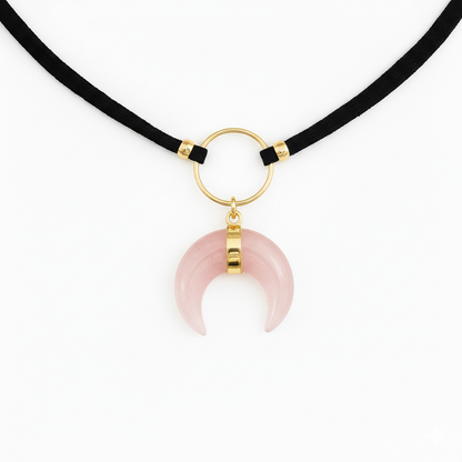 ASTRA Rose Quartz Horn Choker Gold