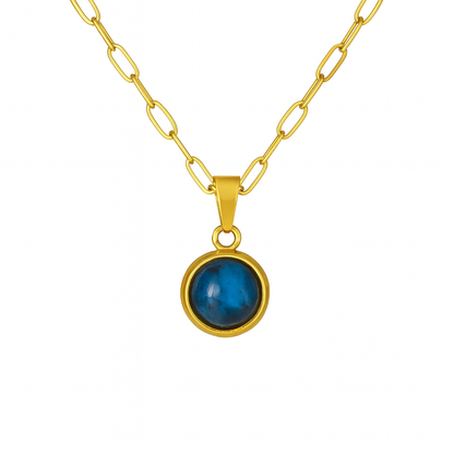 NOELLE Lapis Lazuli Dainty Paperclip Chain Necklace Gold