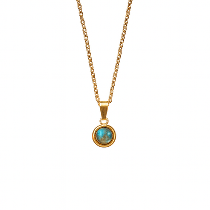 Zierliche minimalistische Halskette mit Labradorit-Anhänger – Gold