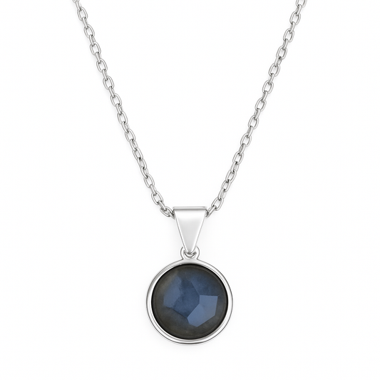DAYA Faceted Blue Labradorite Necklace Silver