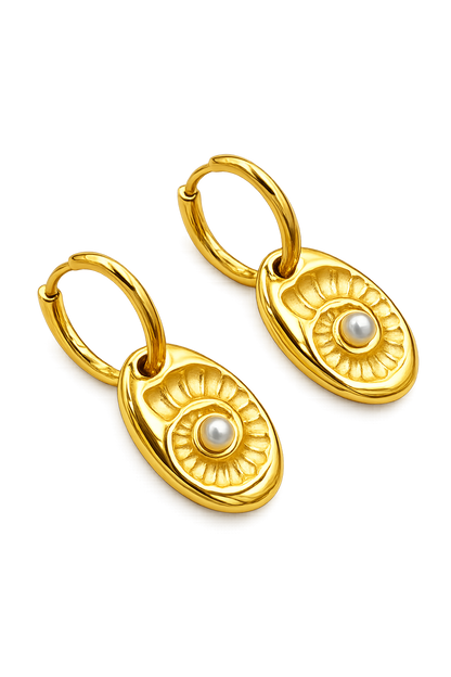SOLENE Pearl Shell Earrings Gold
