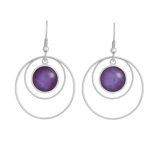 Boucles d'oreilles créoles ANETHA Améthyste Argent