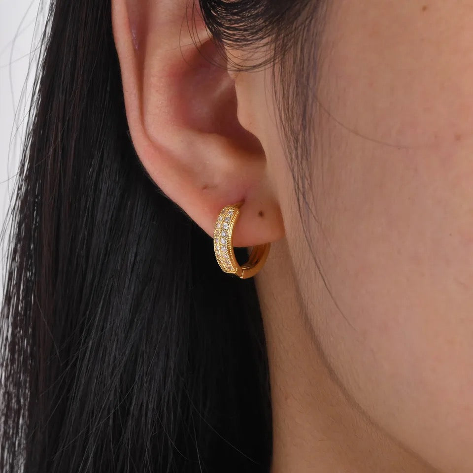 DARIA Zircon Hoop Earrings - Gold