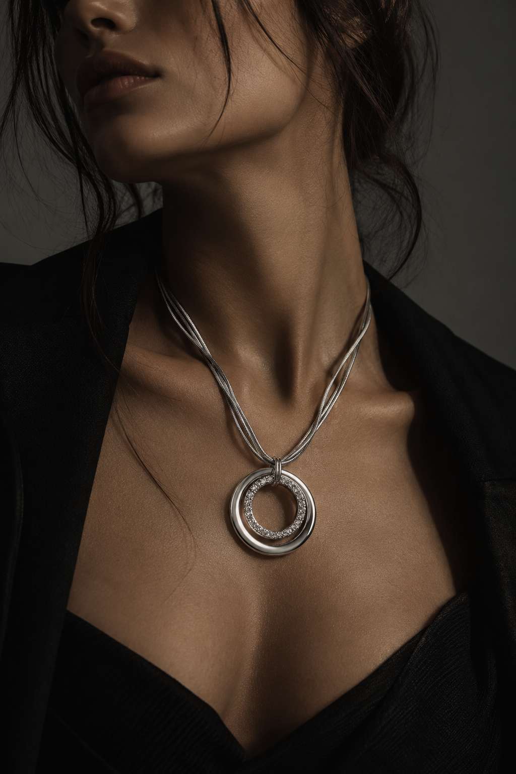 ORBIT Circle Pendant Necklace 925 Silver
