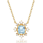 Cargar imagen en el visor de la galería, MOTI Blue Topaz and Pearl Pendant Necklace - Gold
