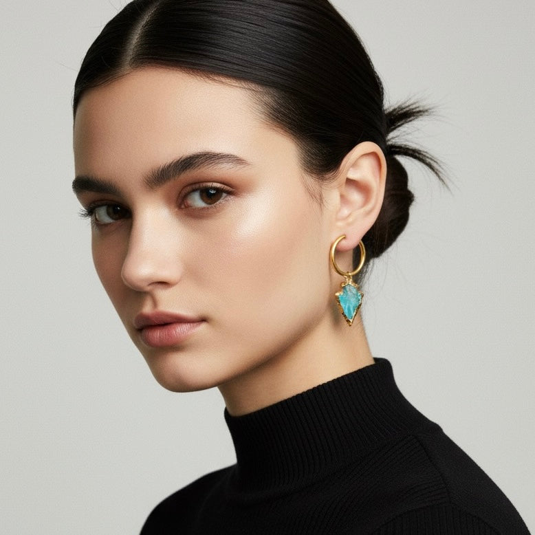 Boucles d'oreilles créoles croissant de lune - Or