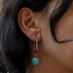 Load image into Gallery viewer, CARRE Larimar Rectangle Hoop Earrings Silver
