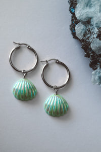 Seashell Aura Earrings  - Green / Silver