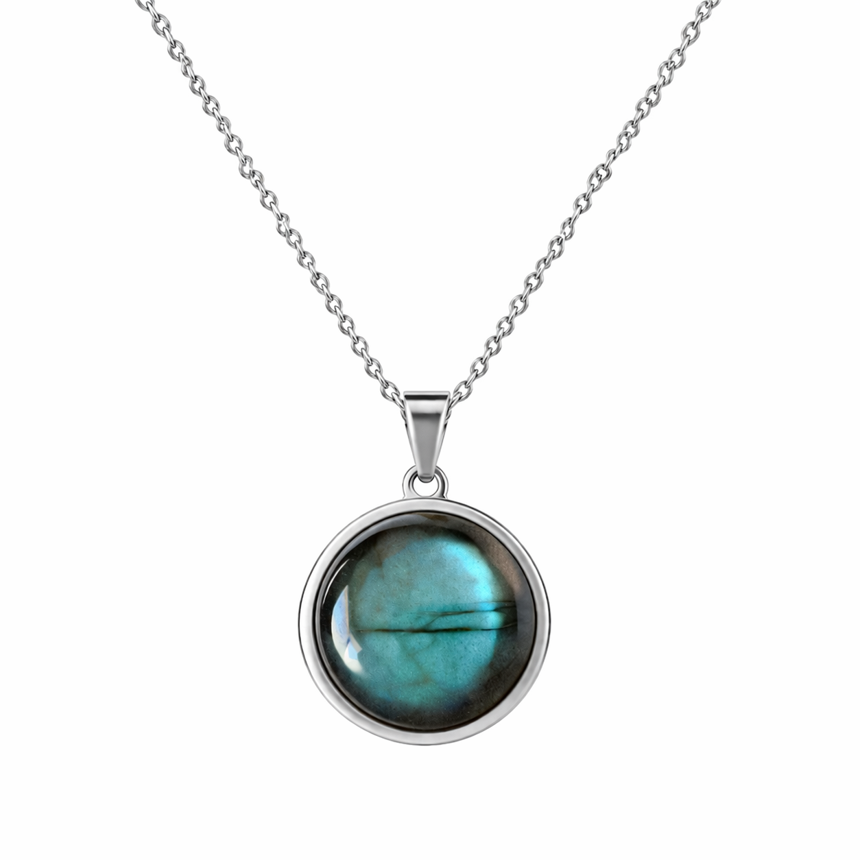 SAYA Blue Labradorite Pendant Necklace Silver