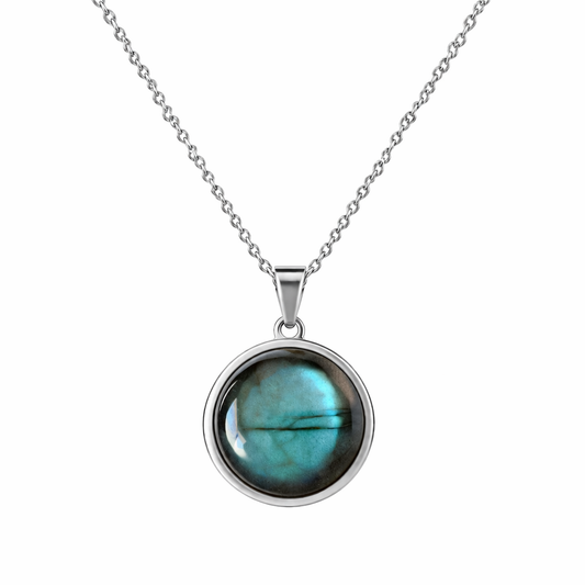 SAYA Blue Labradorite Pendant Necklace Silver