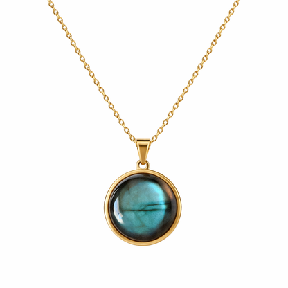 SAYA Blue Labradorite Pendant Necklace Gold