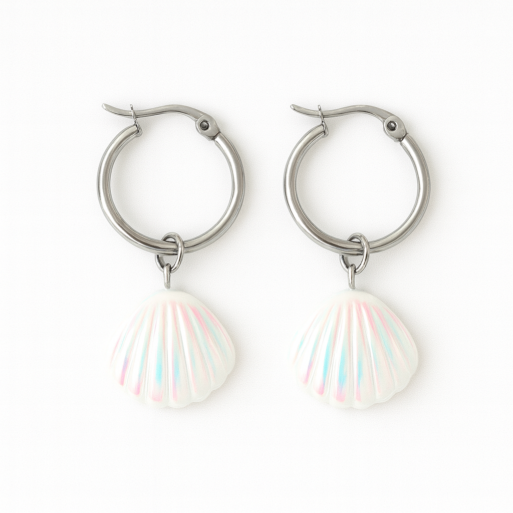 Boucles d'Oreilles Créoles Opalite Argent
