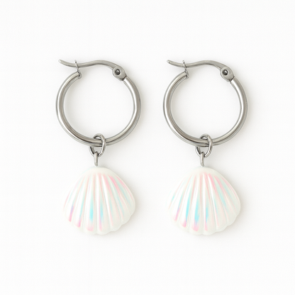 Boucles d'Oreilles Créoles Opalite Argent