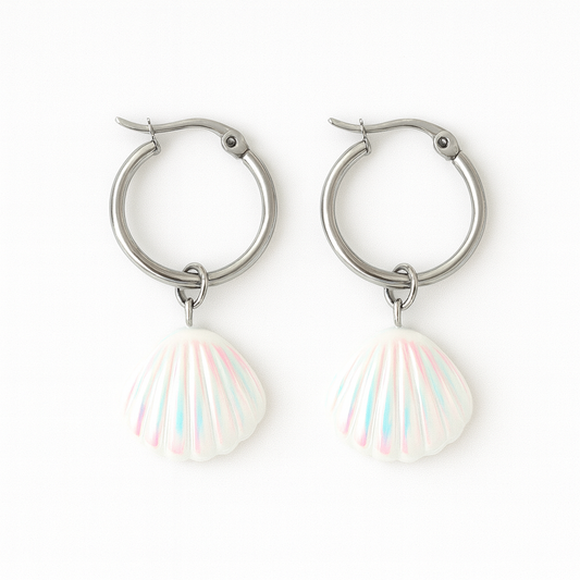 Boucles d'Oreilles Créoles Opalite Argent
