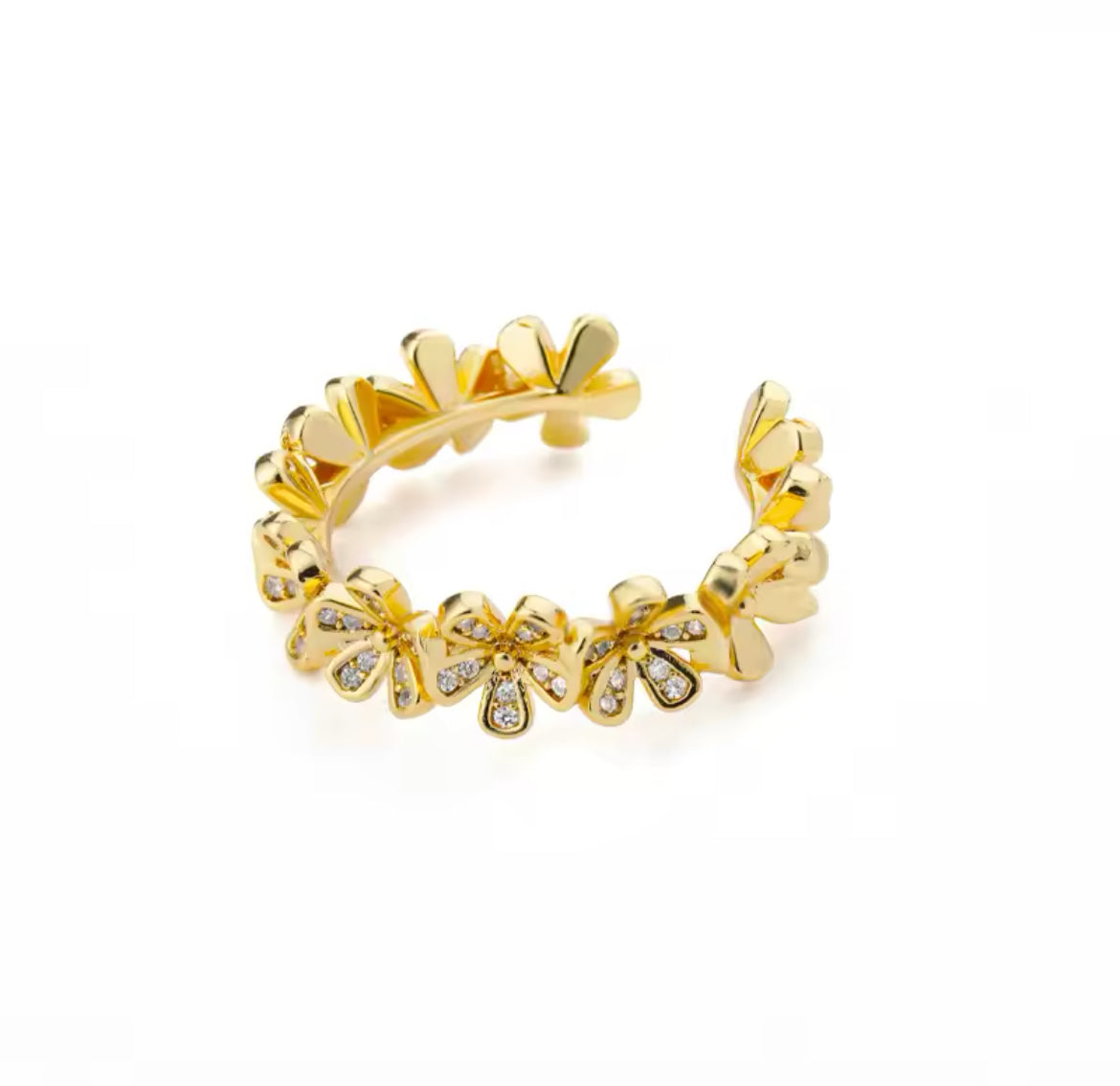 KIARA Zircon Flower Band Ring Gold