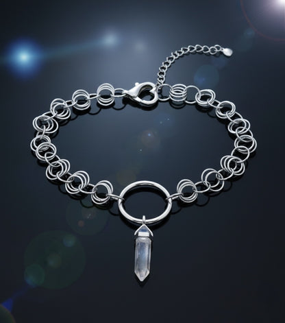 CODE OF AURA Rainbow Aura Quartz Chainmail O Ring Choker Necklace