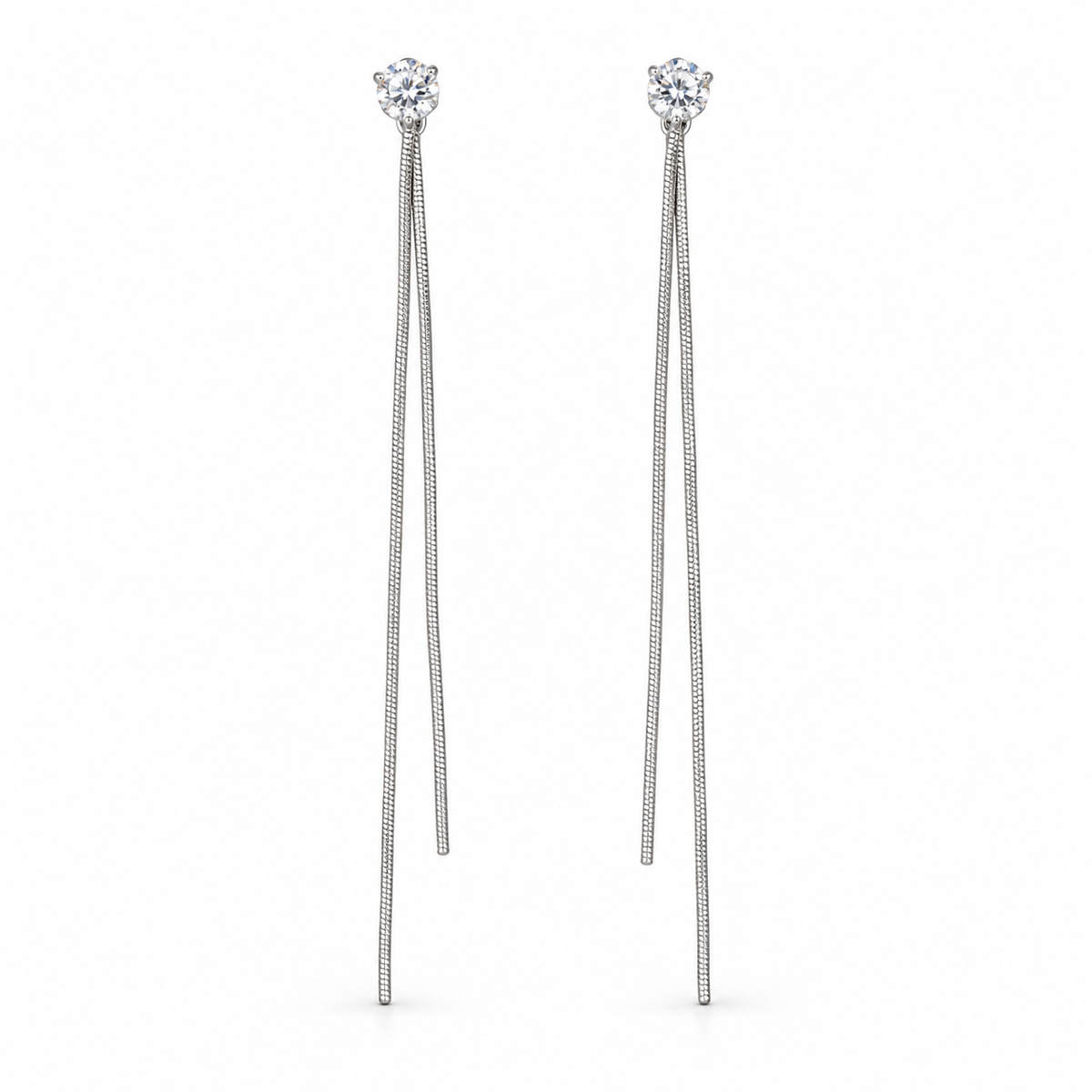 SERAPHINA Cubic Zirconia Thread Earrings Silver