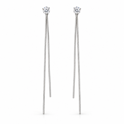SERAPHINA Cubic Zirconia Thread Earrings Silver