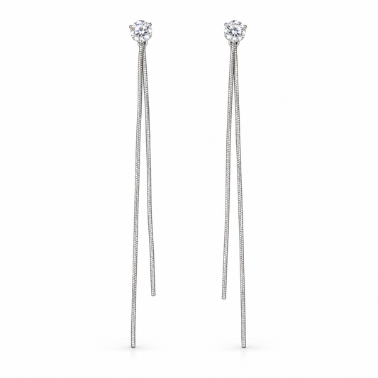SERAPHINA Cubic Zirconia Thread Earrings Silver