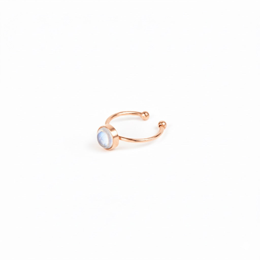 ODESSA Rainbow Moonstone Ring Rose Gold